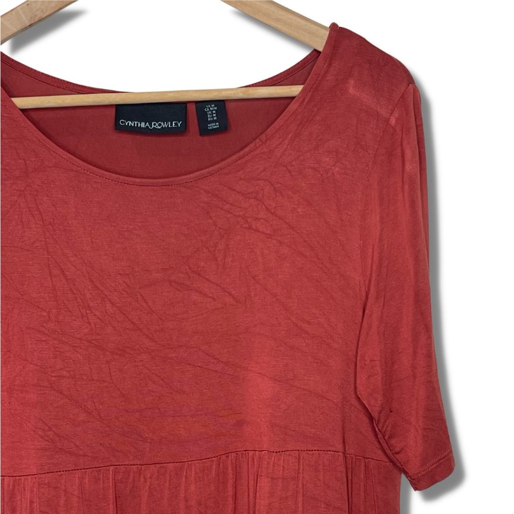 Cynthia Rowley | Burnt Orange Tiered Shirt Dress | Size M - Picture 2 of 7